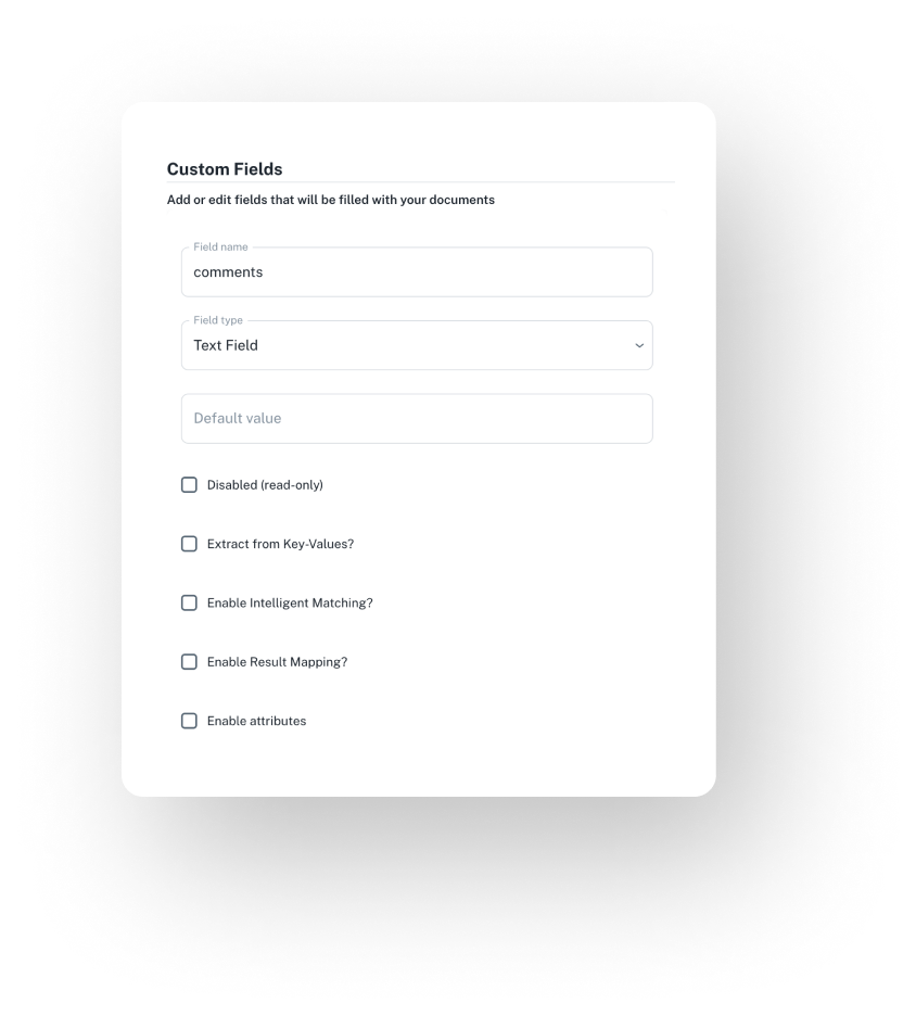 Custom fields screen